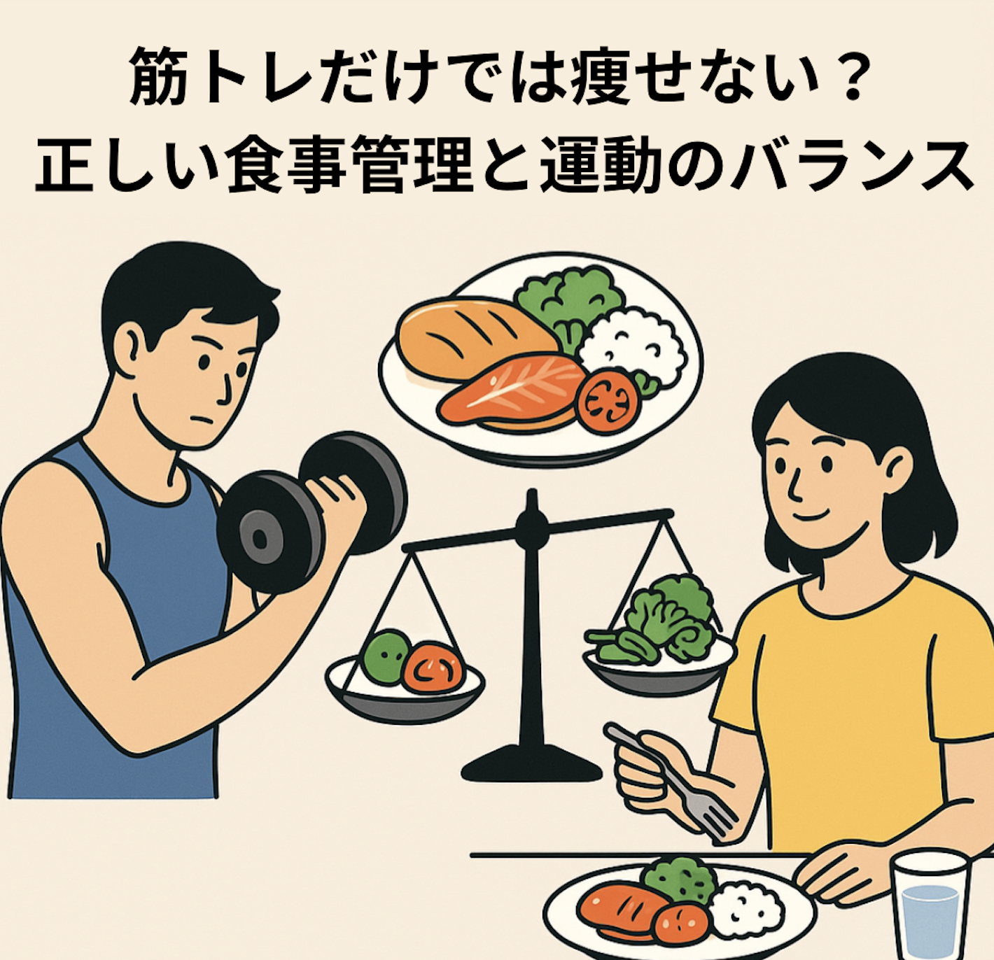 筋トレだけでは痩せない?正しい食事管理と運動のバランス